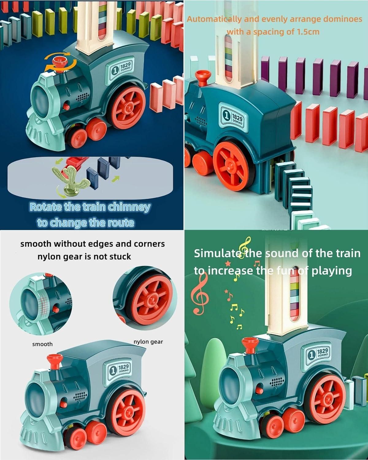 URBANNEST™ Train Toy Domino Set for Kids BPA Free Plastic with Sound Effects